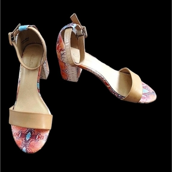 Snake Print/Python Pattern Block Heels SIZE 7.5 - Picture 2 of 6